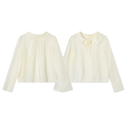 Pintuck Lace Cuff Blouse