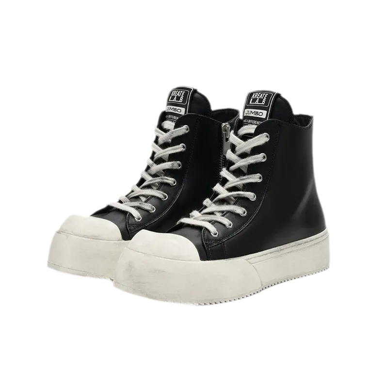 Distressed Leather High-Top Sneakers