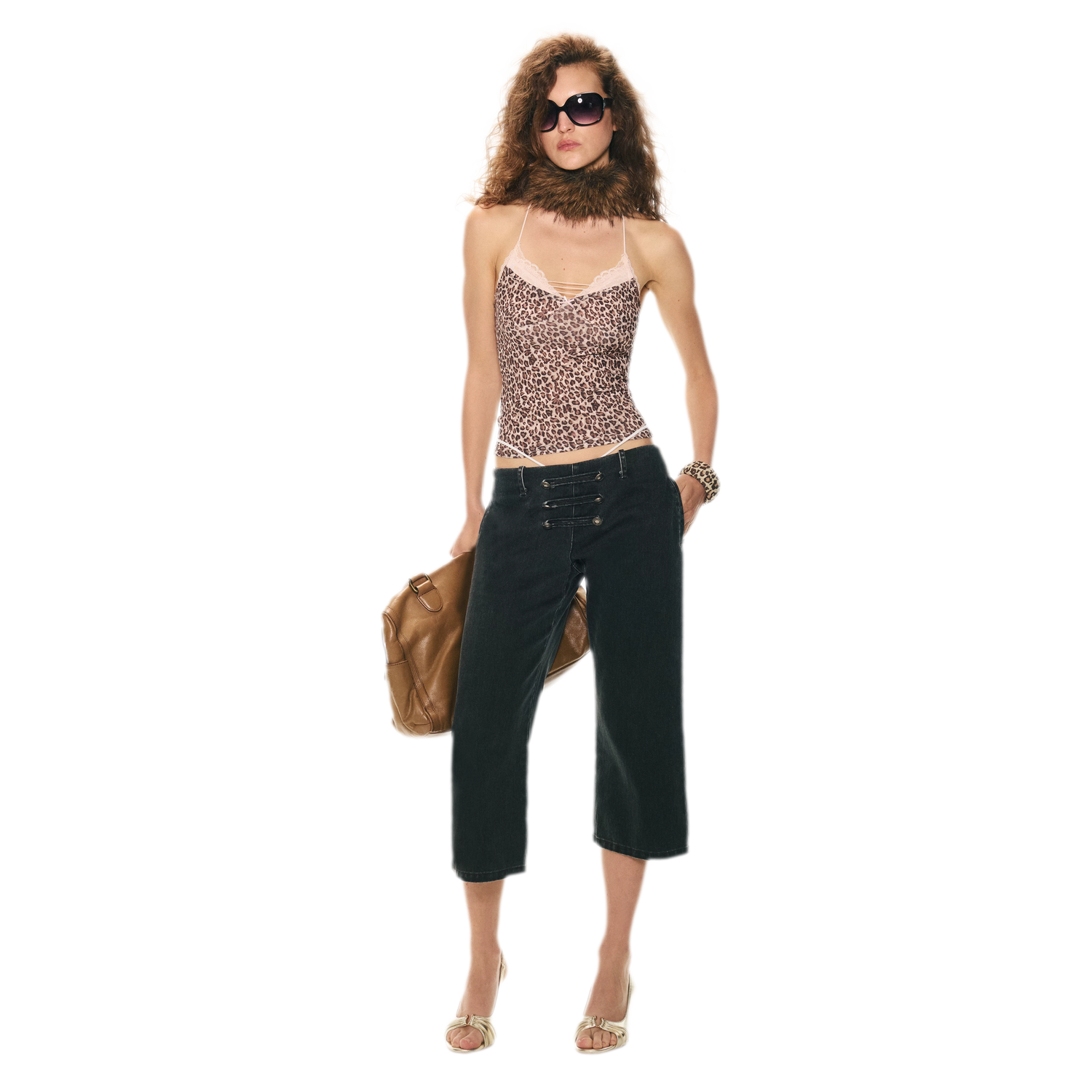 Vintage Pirate Buckle Denim Capris