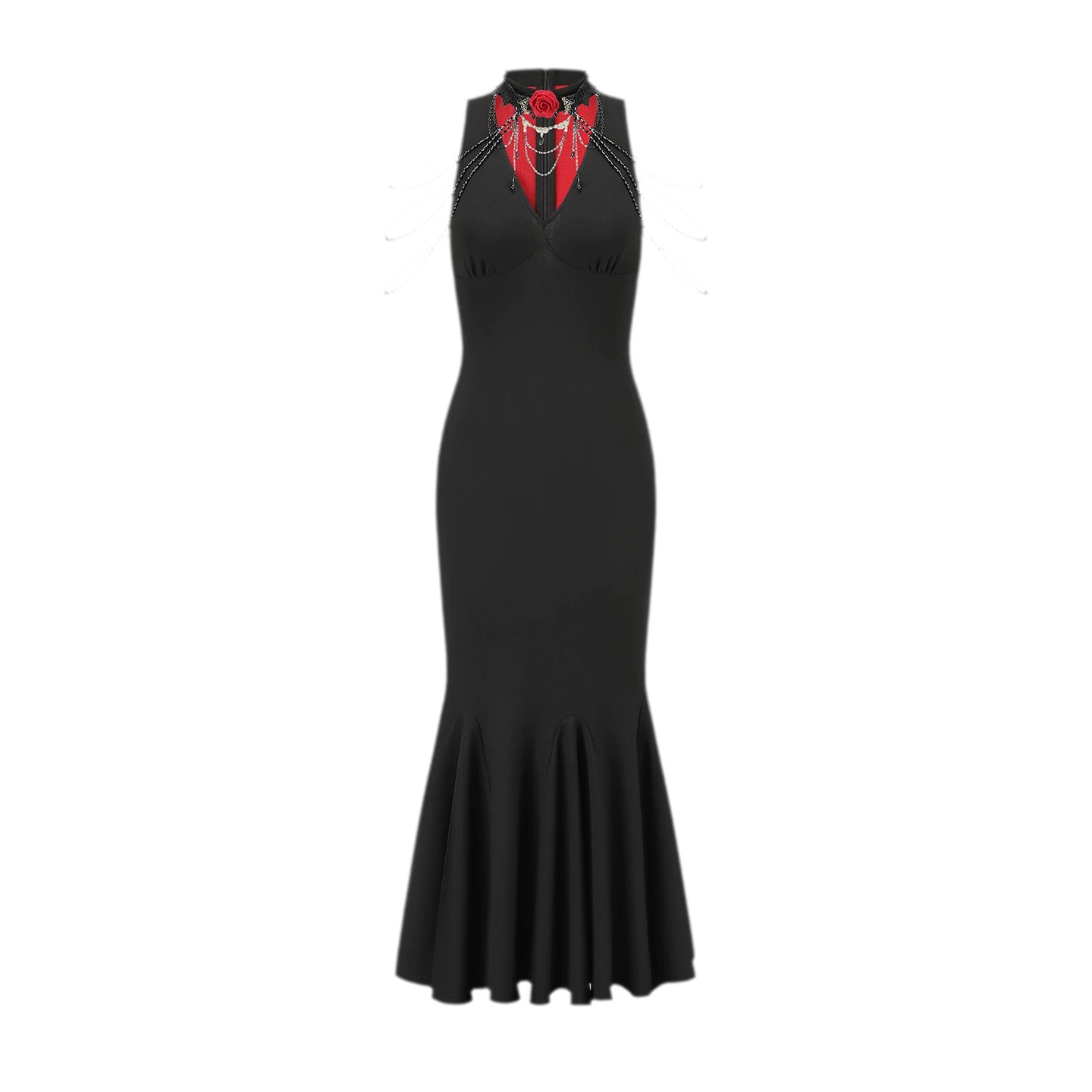 Beaded Rose Mermaid Evening Dress
