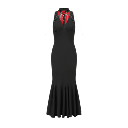 Beaded Rose Mermaid Evening Dress
