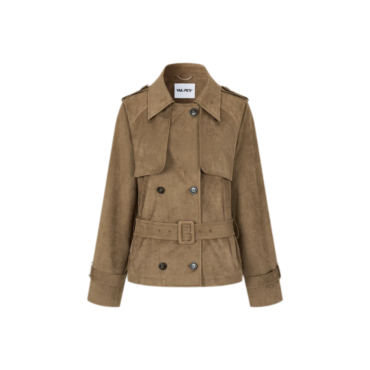 Brushed Belted Short Trench Jacket