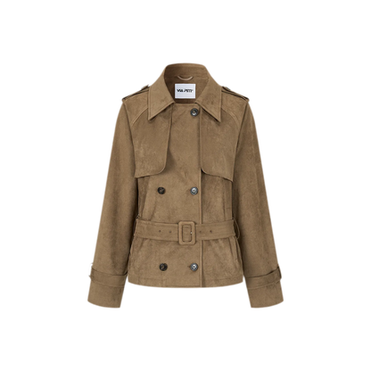 Brushed Belted Short Trench Jacket