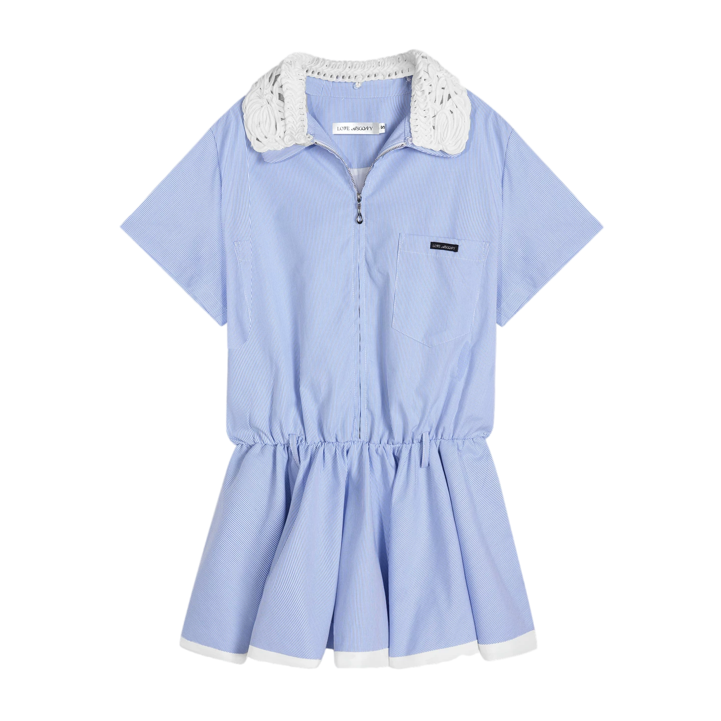 Lace Collar Half-Zip Waist Dress