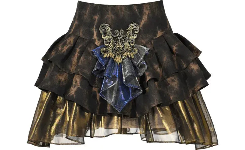 Metallic Tiered Ruffle Skirt