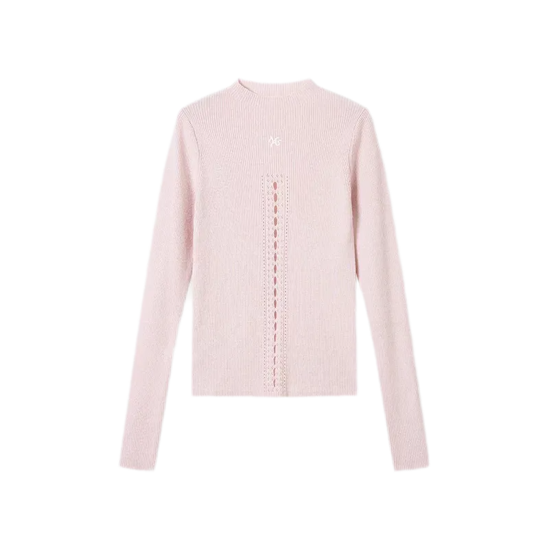 Openwork Rib-Knit Fitted Top
