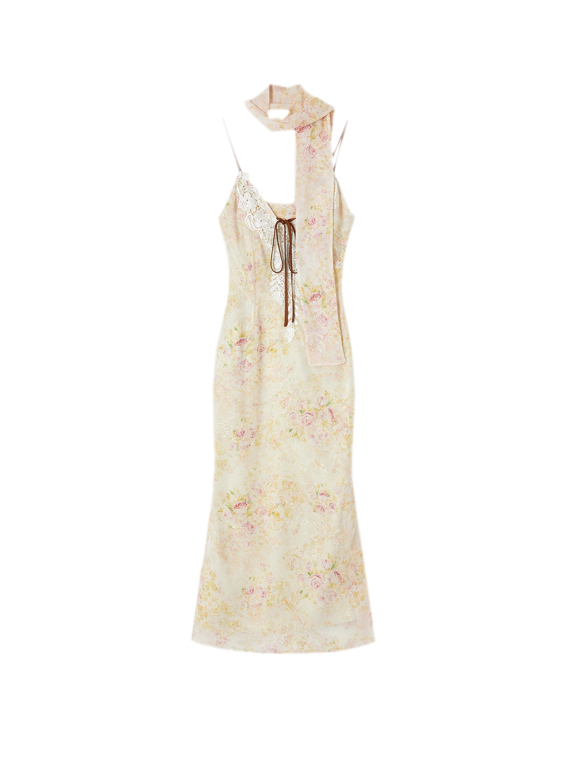 Iris Floral Lace Trim Vintage Dress