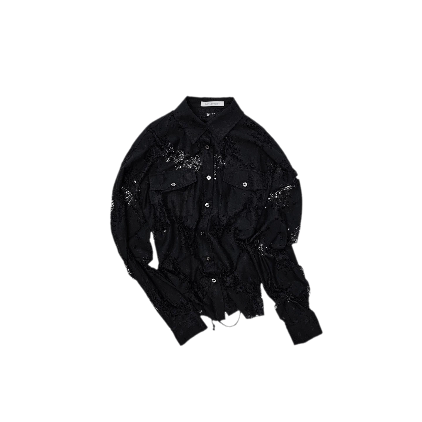 Lace Oversized Tie Shirt