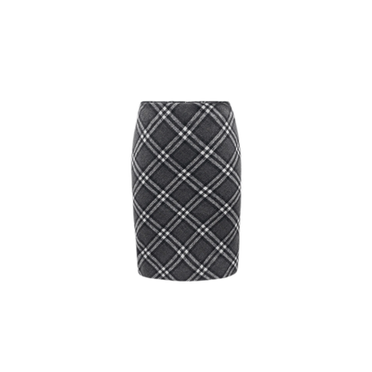 Diagonal Plaid A-Line Midi Skirt