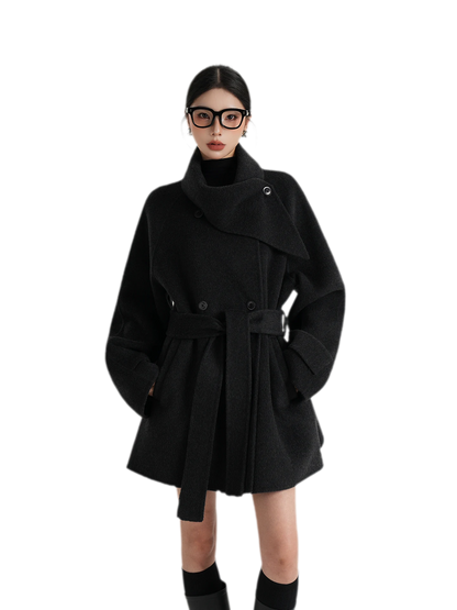 Hand-Stitched Belted Wool Coat