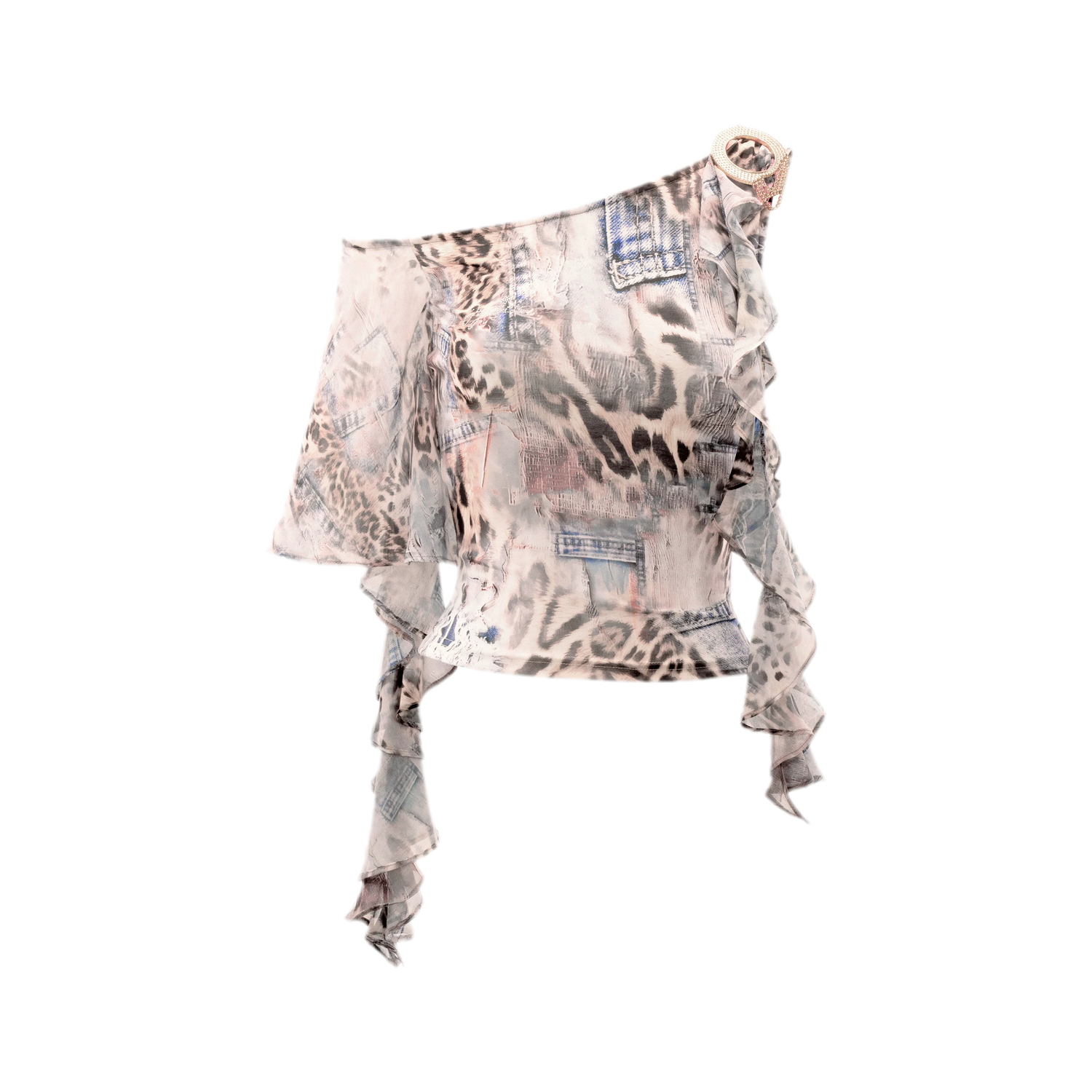 Leopard One-Shoulder Top