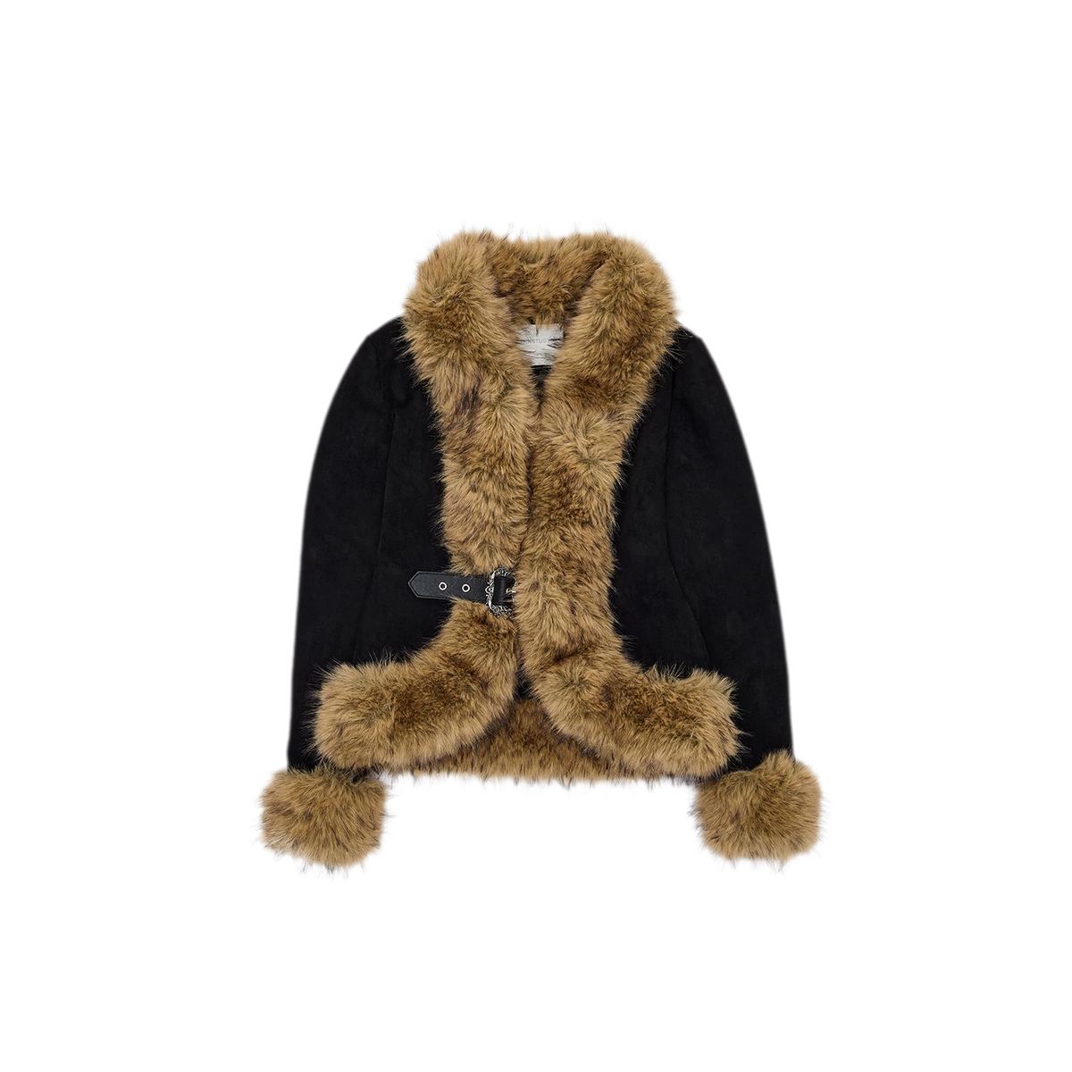 Faux Rabbit Fur Cinched Jacket
