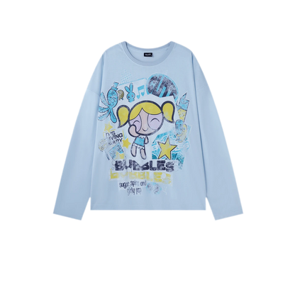 Distressed Print Long-Sleeve T-Shirt