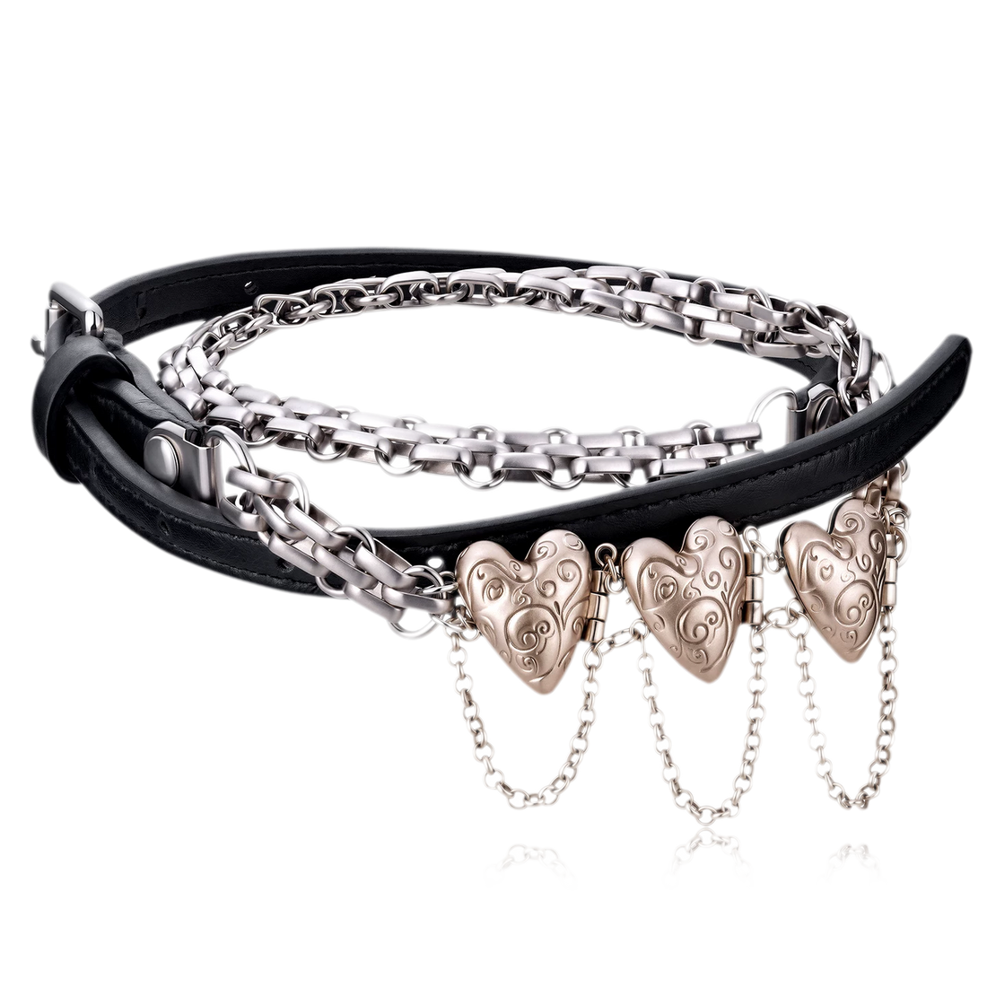 Punk Retro Heart Layered Strap Choker Waist Chain