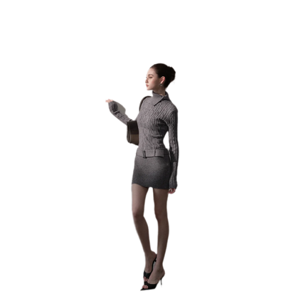 Cable-Knit Slim Mini Dress