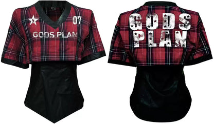 Plaid Fitted V-Neck Shirt