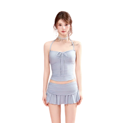 Ruching Halter Swim Set