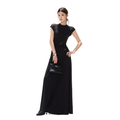 Black Swan Prologue Knot Mesh Sleeve Waist Dress