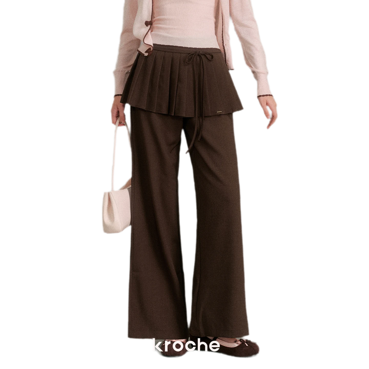 Pantalon plissé drapé à jambes larges