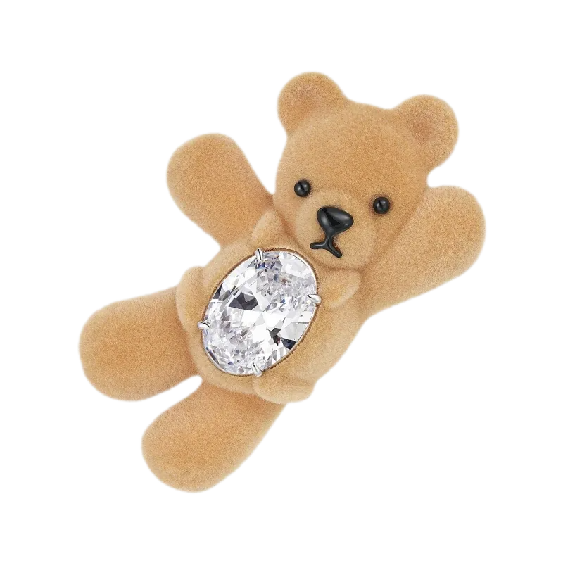 Plush Gemstone Bear Hair Clip