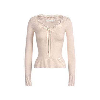 Lace Bow Knit Top