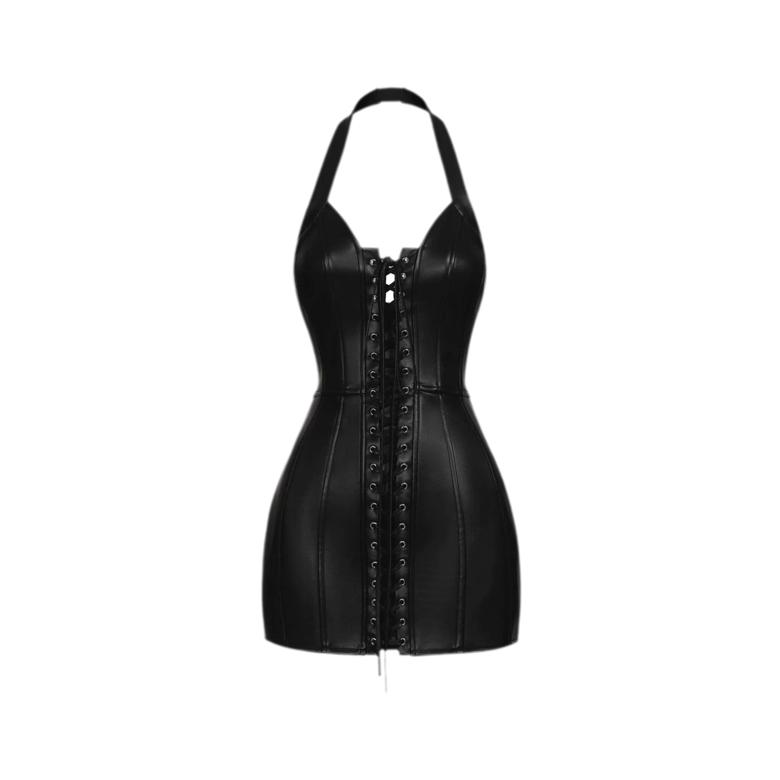 Lace-Up Bodycon Mini Dress