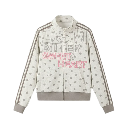 Polka Dot Stand-Collar Sweatshirt
