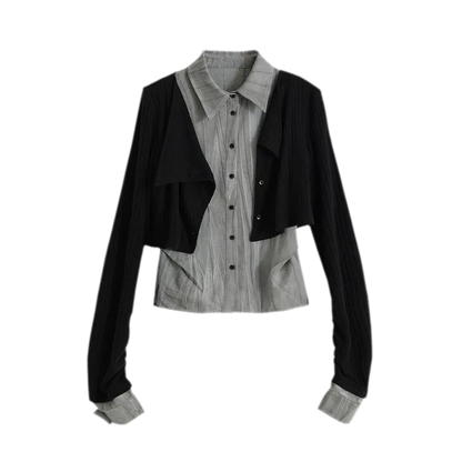 Faux Layered Patchwork Shirt