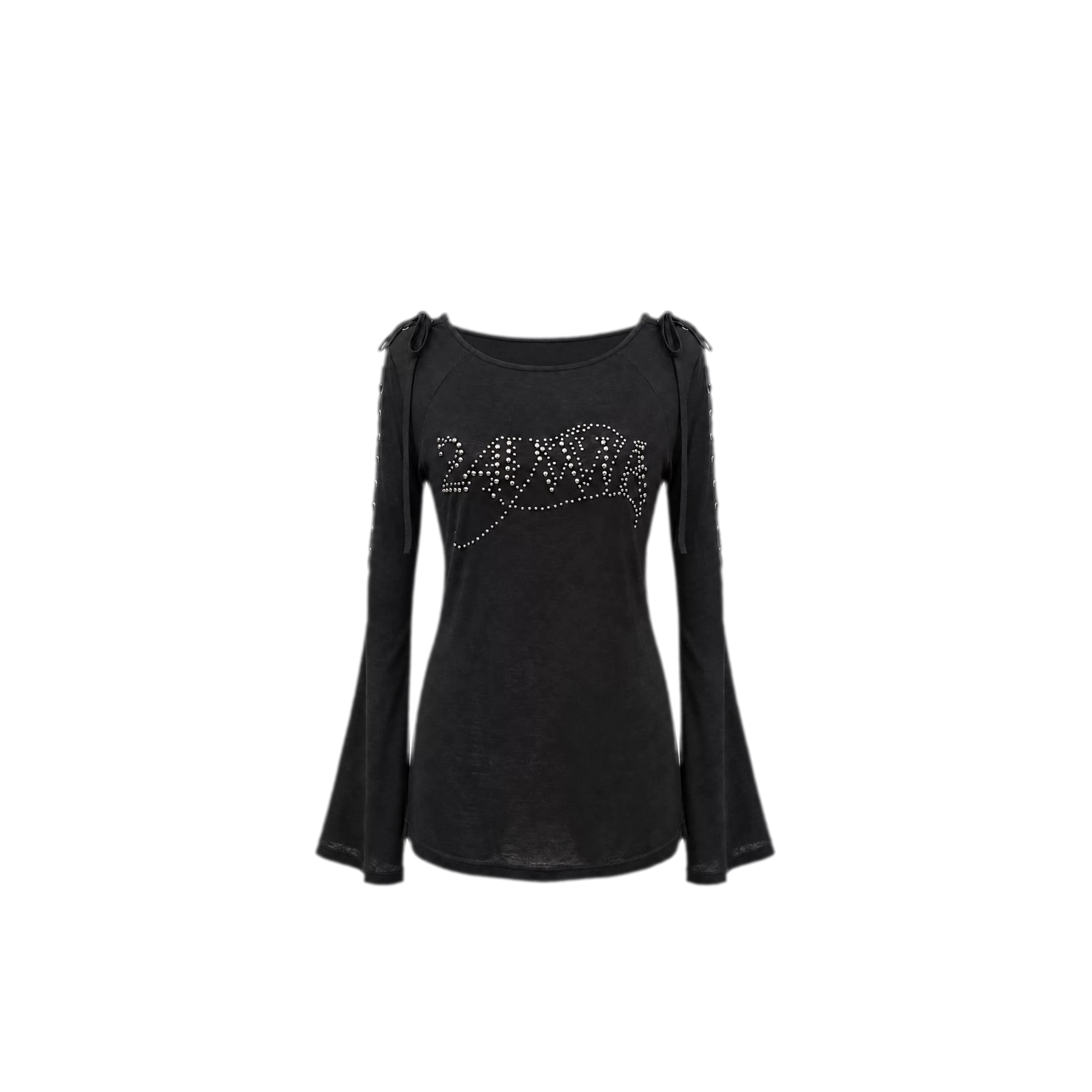 Rhinestone Strap Off-Shoulder T-Shirt