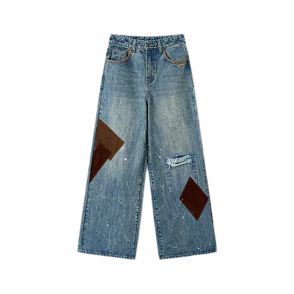 Washed Patchwork Jeans