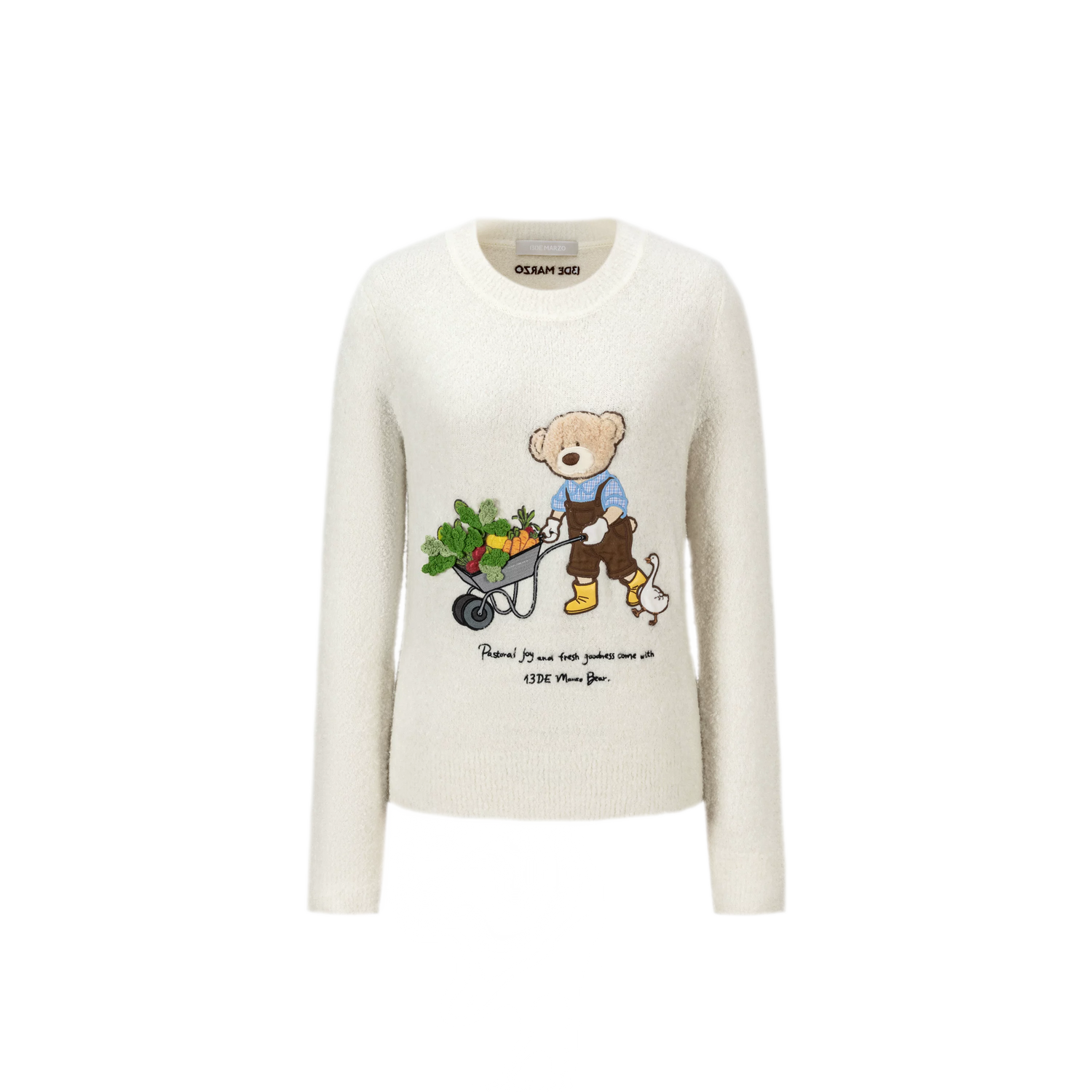 Fuzzy Appliqué Pullover Sweater