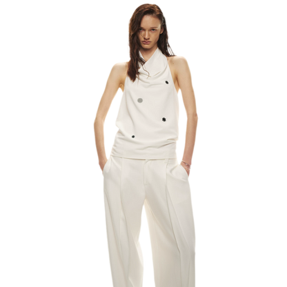 Minimalist Draped Neck Hand-Sewn Lens Halter Top