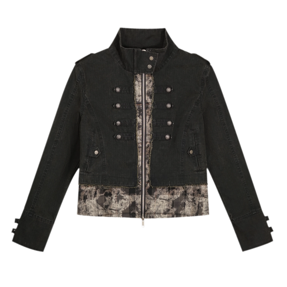 Washed Patchwork Zip Jacket
