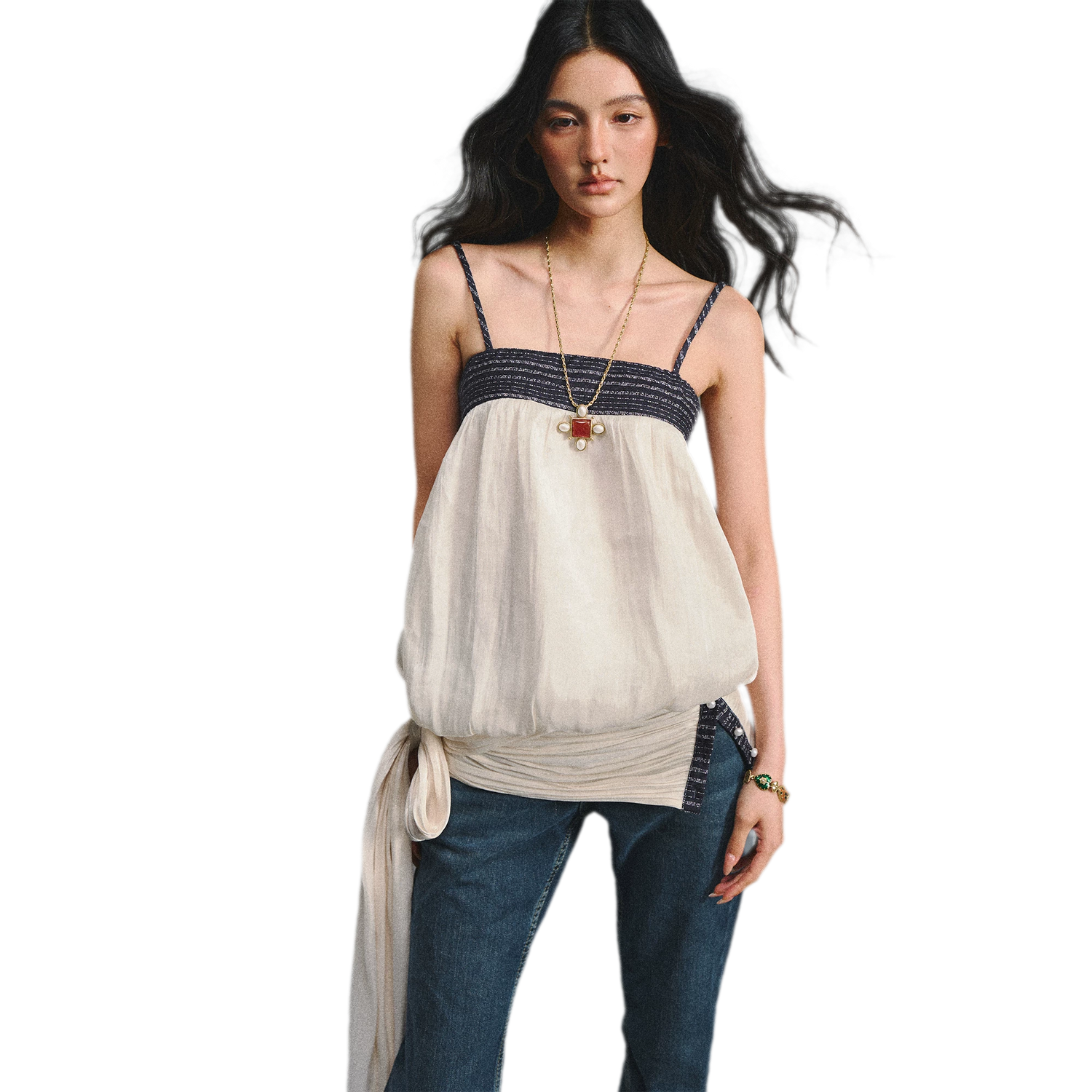 Island Silk Tweed Peplum Camisole