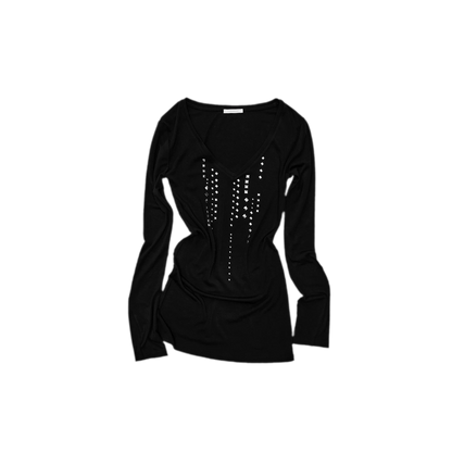 Rhinestone Fitted Knit Top