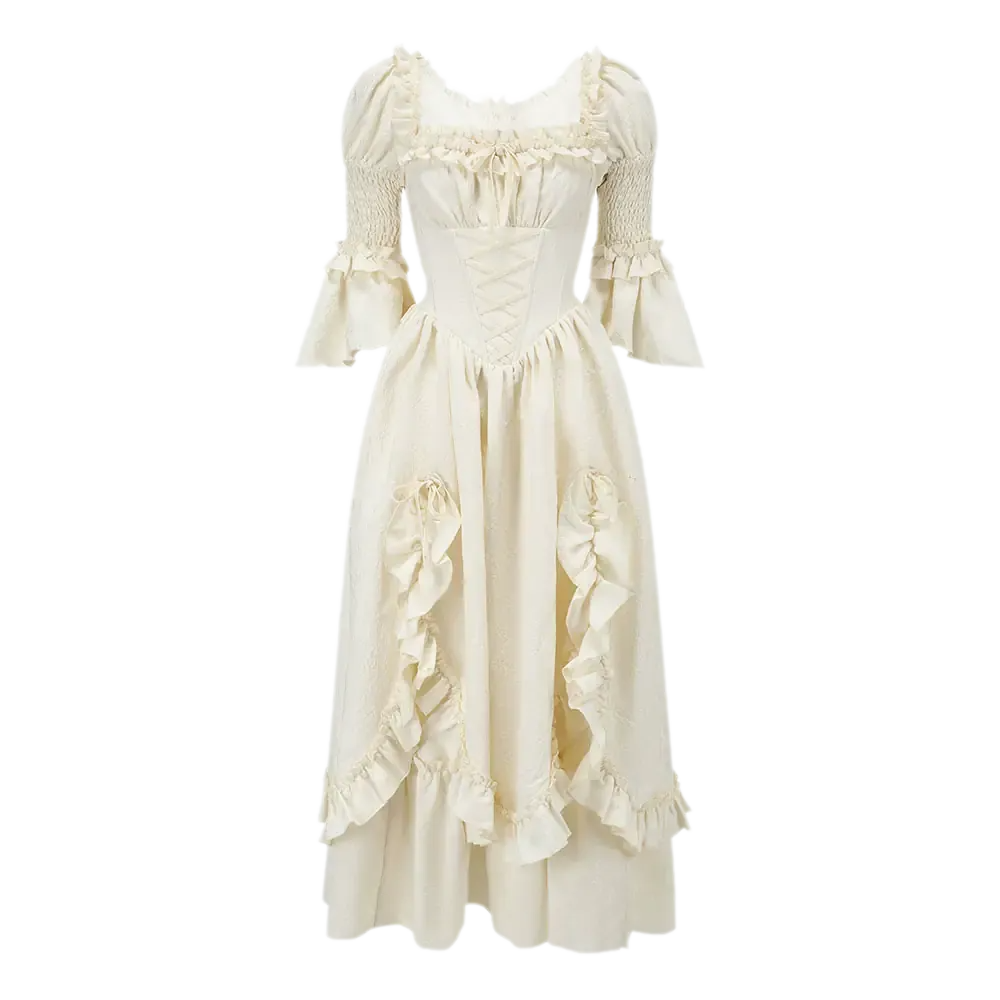 Jacquard Corset Ruffle Dress