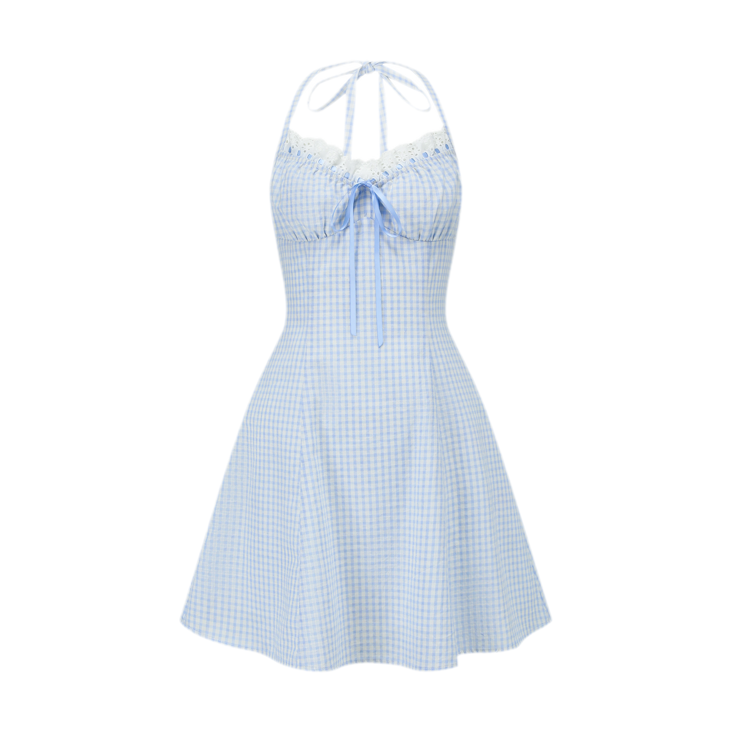 Gingham Halter A-Line Mini Dress