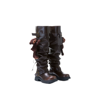 Schlaffe knielange Lederstiefel