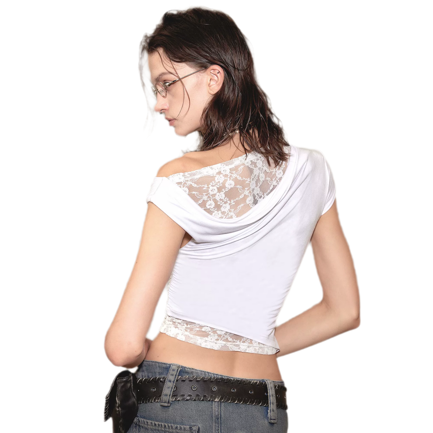 Lace Shoulder Trim Tee