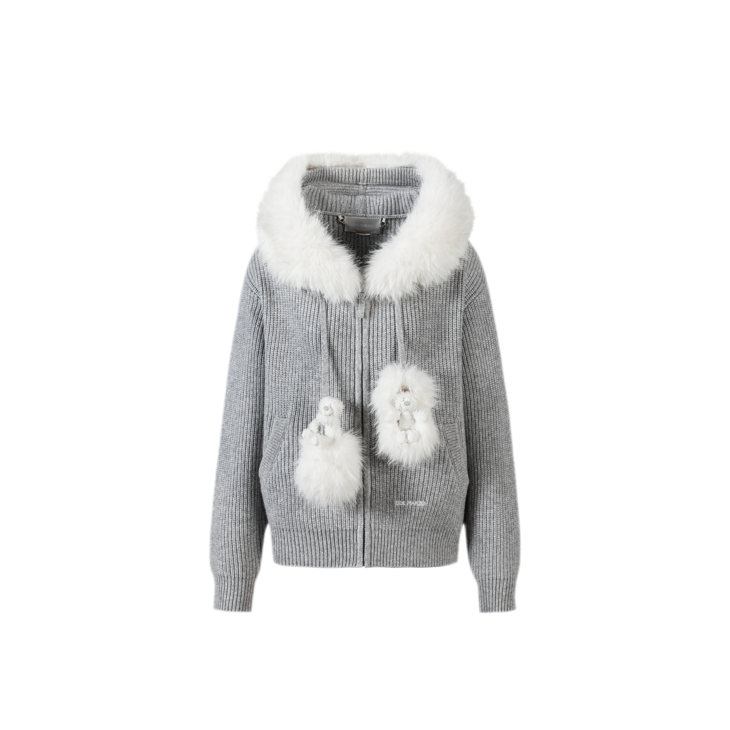 Pom-Pom Hooded Knit Sweater