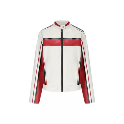 Oversized-Lederjacke mit Colorblocking
