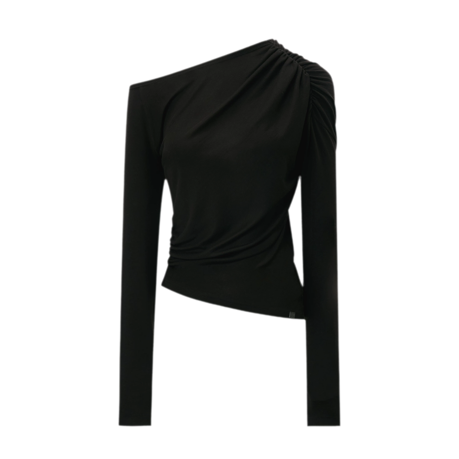 Wool Lyocell Ruched Shoulder Top
