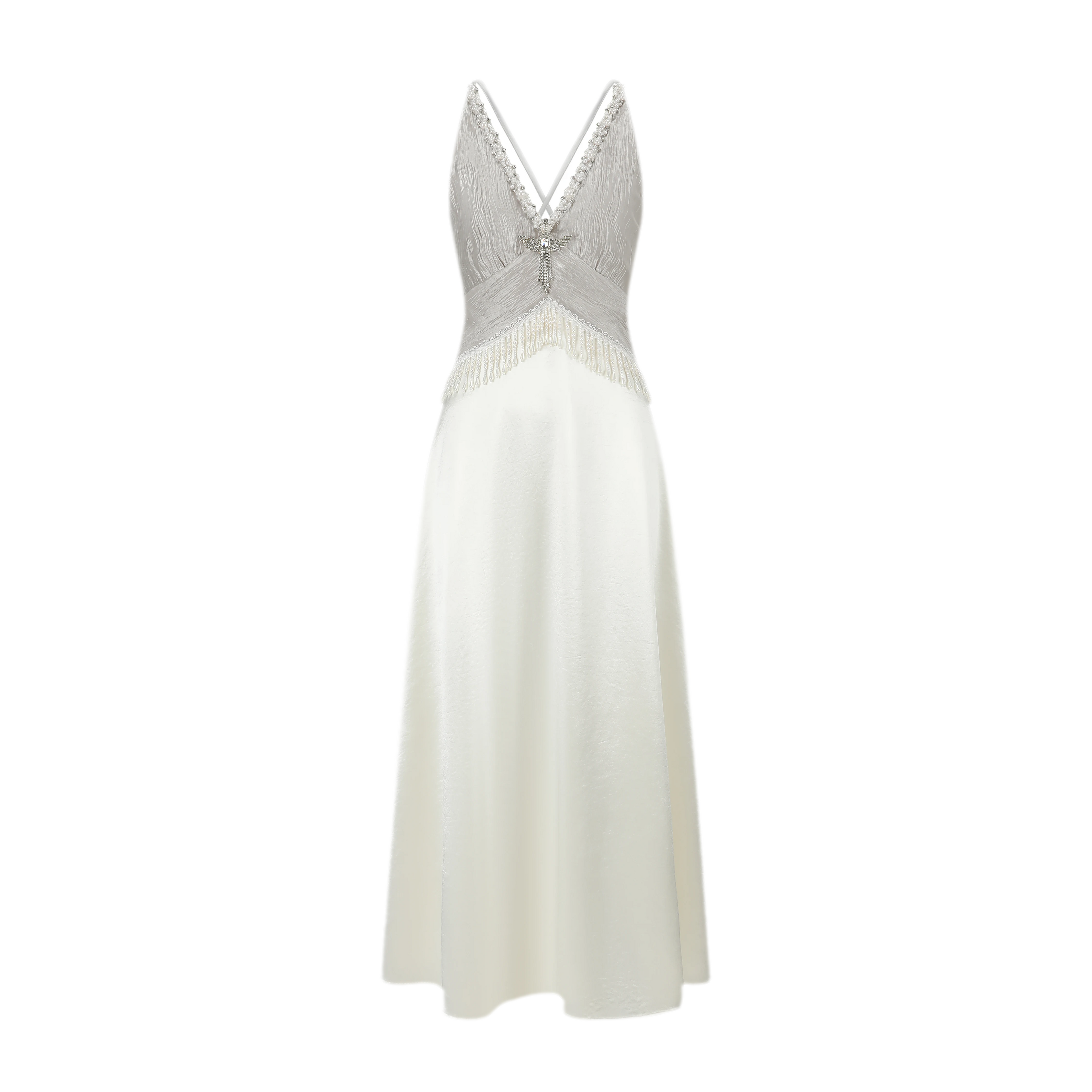 LACEMADE White Pearl Fringe Dress – view 16