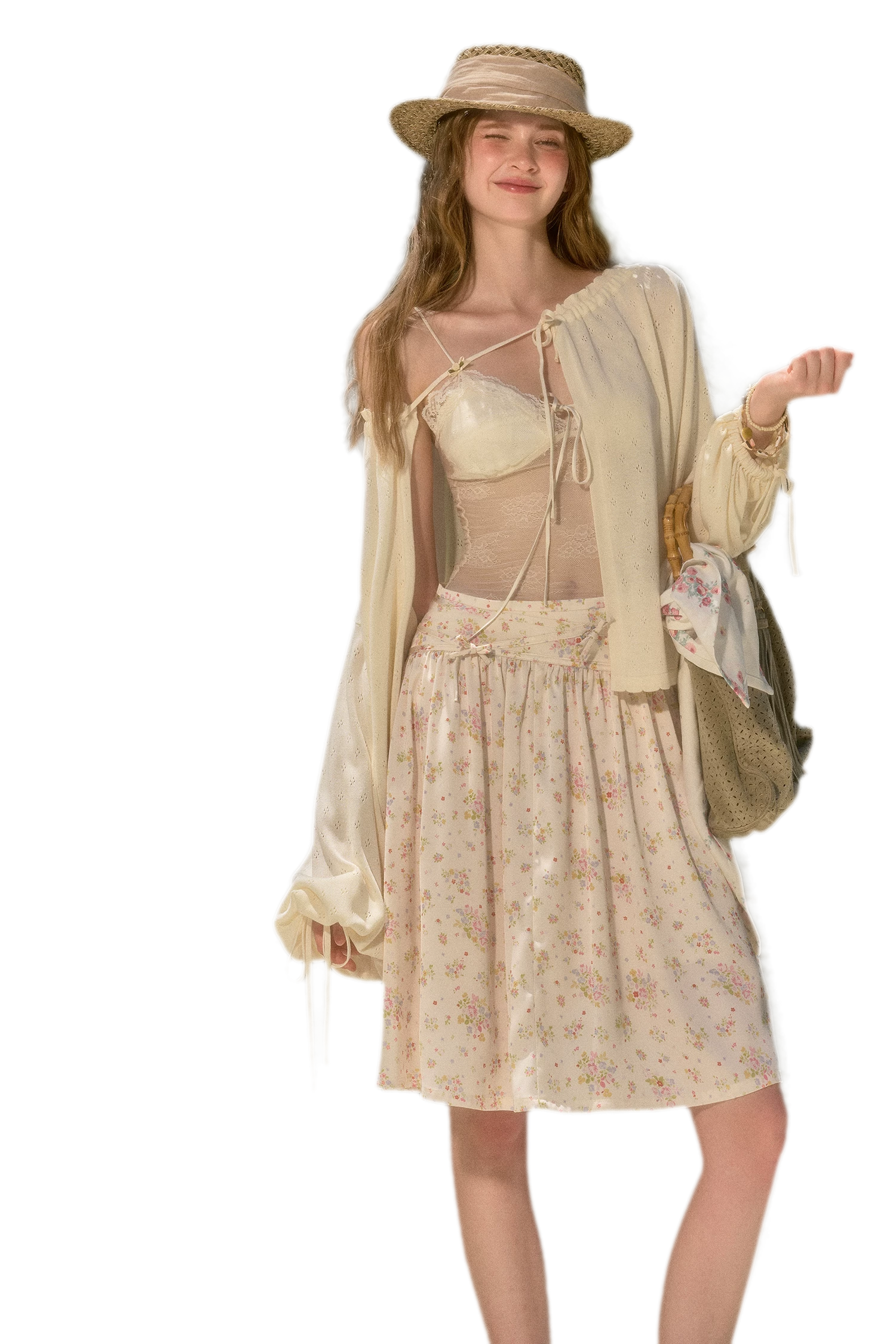 Satin Bow A-Line Skirt