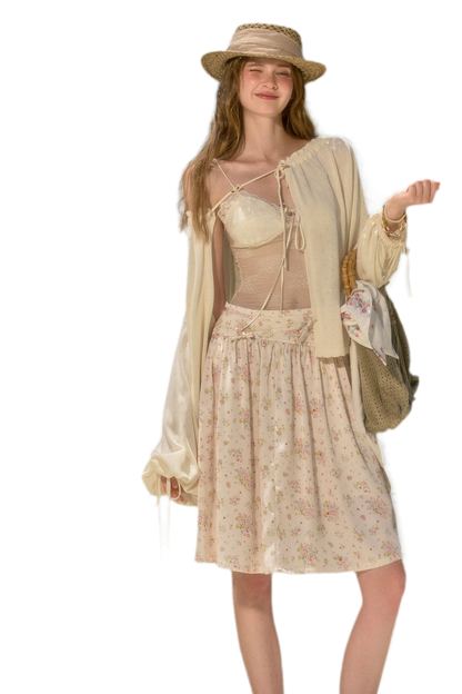 Satin Bow A-Line Skirt