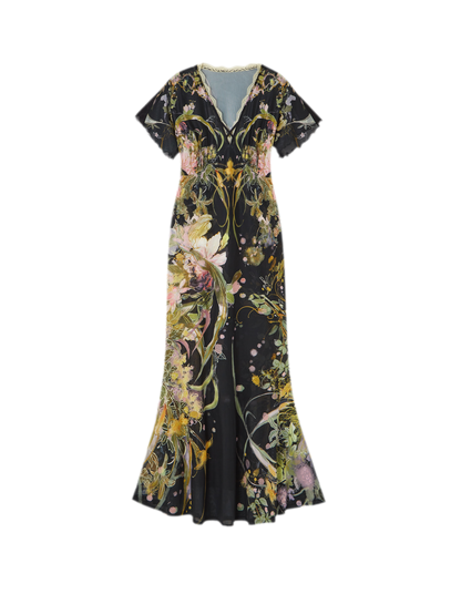 Aquarell-Blumen-Fischschwanzkleid