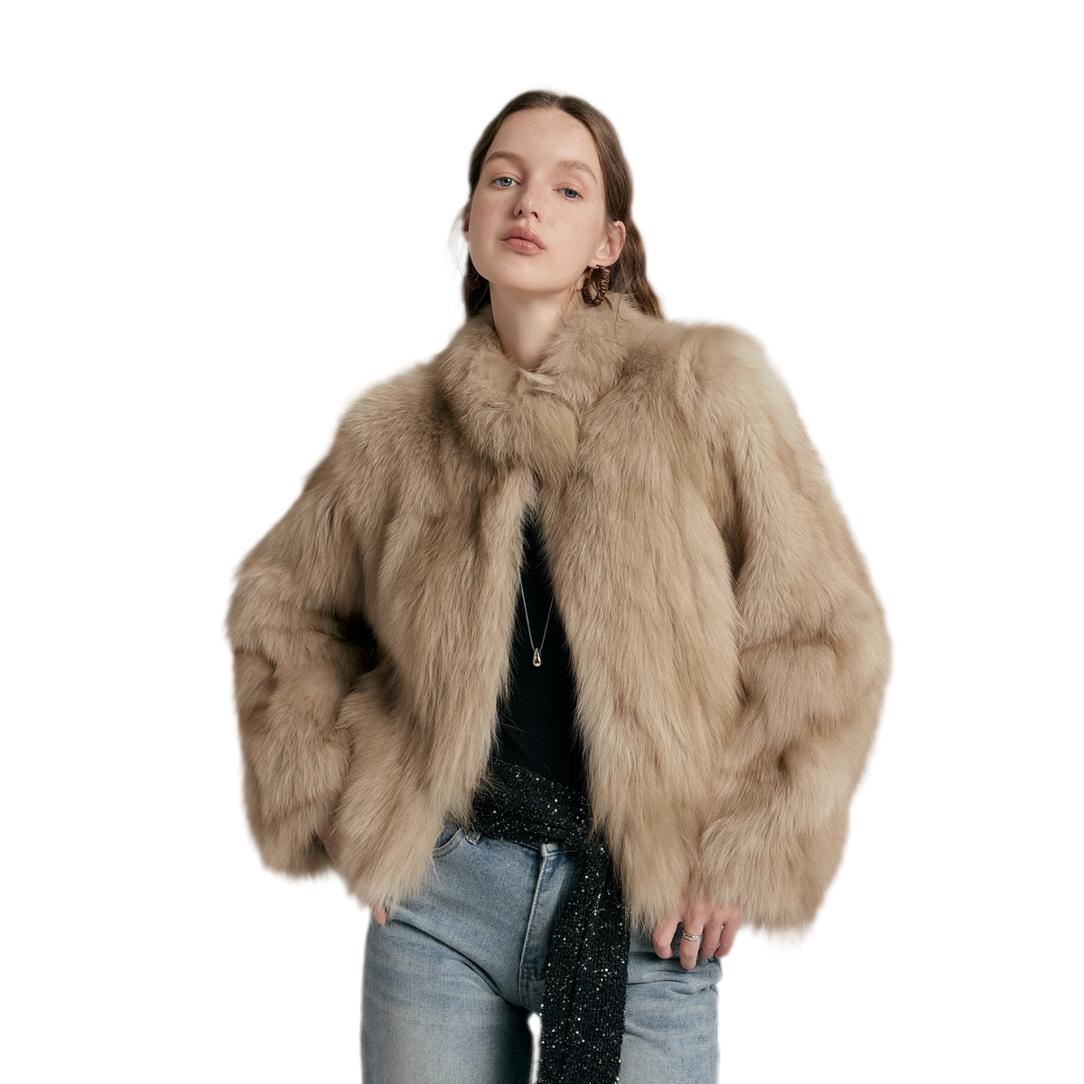 Gradient Fox Fur Jacket