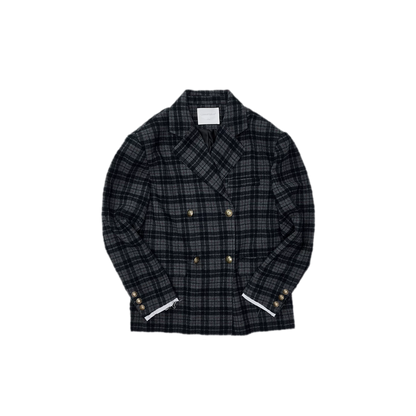 Vintage Plaid Double-Breasted Coat