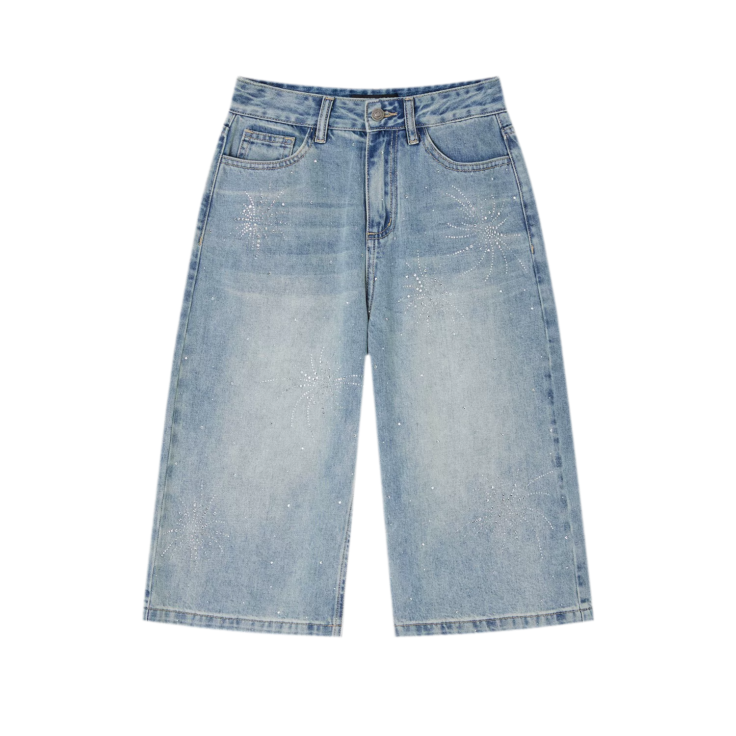 Firework Rhinestone Denim Shorts