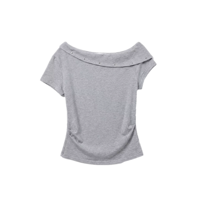 Asymmetric Off-Shoulder Tee Pants Set